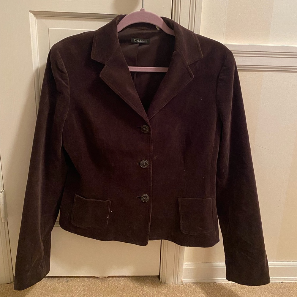 Tahari Brown Corduroy Blazer Size 12